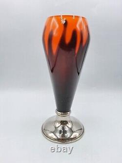 Vase en verre soufflé coloré brun orange Kralik Bambus Jugendstil Art Nouveau