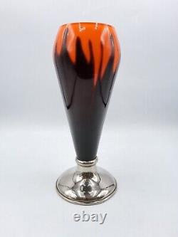 Vase en verre soufflé coloré brun orange Kralik Bambus Jugendstil Art Nouveau