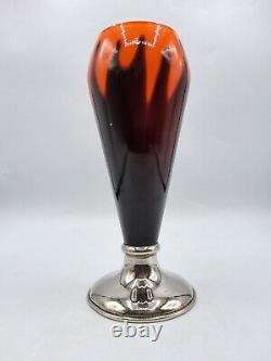 Vase en verre soufflé coloré brun orange Kralik Bambus Jugendstil Art Nouveau