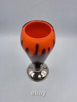 Vase en verre soufflé coloré brun orange Kralik Bambus Jugendstil Art Nouveau