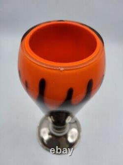 Vase en verre soufflé coloré brun orange Kralik Bambus Jugendstil Art Nouveau