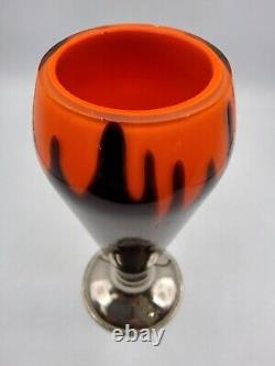 Vase en verre soufflé coloré brun orange Kralik Bambus Jugendstil Art Nouveau