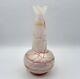 Vase en verre soufflé irisé décor filets roses de Pallme König Art Nouveau