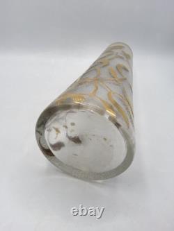 Vase en verre soufflé moulé givré doré argenté à décor de gui Legras Art Nouveau