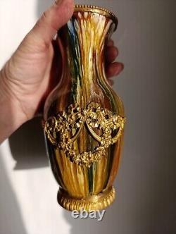 Vase glaçure goutte à goutte Bretby art nouveau