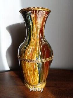 Vase glaçure goutte à goutte Bretby art nouveau