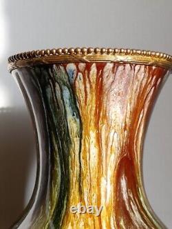 Vase glaçure goutte à goutte Bretby art nouveau