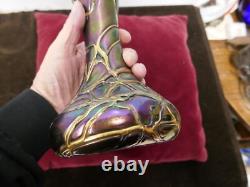 Vase iridescent veiné, Pallme Konig, Loetz, circa 1900, art nouveau, H 28cm
