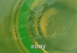 Vase jugendstil moser karlsbad ouraline vert jaune ancien art deco nouveau 1900