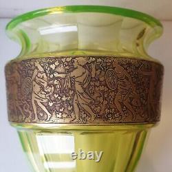 Vase jugendstil moser karlsbad ouraline vert jaune ancien art deco nouveau 1900