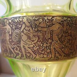 Vase jugendstil moser karlsbad ouraline vert jaune ancien art deco nouveau 1900