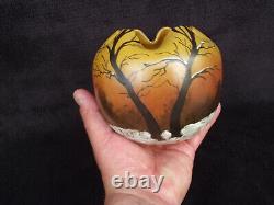 Vase legras en verre émaillé décor paysage enneigé Art Nouveau signé