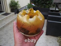 Vase legras en verre émaillé décor paysage enneigé Art Nouveau signé