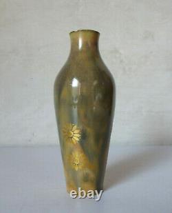 Vase miniature grès rehaussé à l'or fleurs Manufacture Sèvres 1903 Art Nouveau