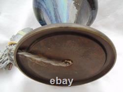 Vase monté en lampe jean langlade 32 cm signé et numeroté art nouveau