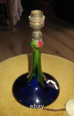 Vase monté en pied de lampe Art Nouveau manufacture Orchies L'Herminé Declercq