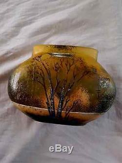 Vase pâte de verre Daum de Nancy Paysage Arbres Art Nouveau XIX éme