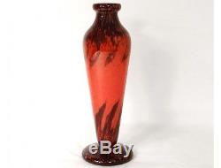 Vase pâte de verre Delatte Nancy orangé Art Nouveau XXème siècle