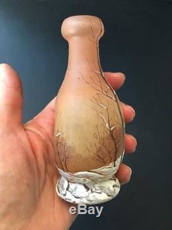 Vase pâte de verre émaillé paysage enneigé Legras Art Nouveau XIXè