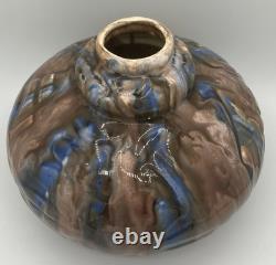 Vase pansu émaillé Art nouveau Primavera décor flambé brun bleu