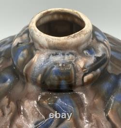 Vase pansu émaillé Art nouveau Primavera décor flambé brun bleu