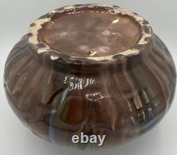 Vase pansu émaillé Art nouveau Primavera décor flambé brun bleu