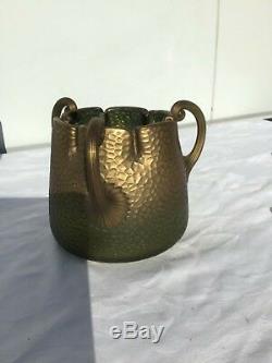 Vase pâte verre art nouveau 1900 montjoye Vert et doré, rare