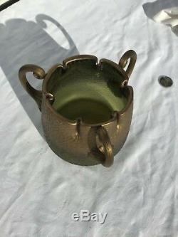 Vase pâte verre art nouveau 1900 montjoye Vert et doré, rare