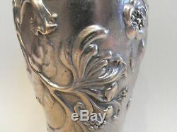 Vase pichet signé Alexandre Vibert bronze argenté art nouveau french jugendstil
