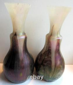 Vase piriforme Art Nouveau verre irisé, reflets métalliques PALLME KÖENIG LOETZ