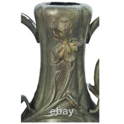 Vase pot sculpture art nouveau visages de femmes et fleurs
