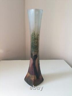 Vase soliflore Legras décor saules 1900