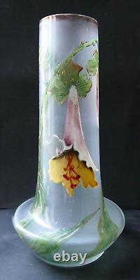 Vase verre émaillé Art Nouveau Choisy le Roi 1900 Era Legras