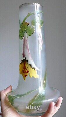 Vase verre émaillé Art Nouveau Choisy le Roi 1900 Era Legras