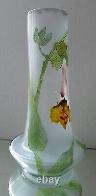 Vase verre émaillé Art Nouveau Choisy le Roi 1900 Era Legras