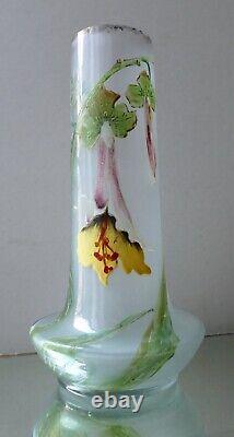 Vase verre émaillé Art Nouveau Choisy le Roi 1900 Era Legras