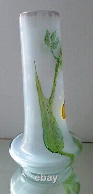 Vase verre émaillé Art Nouveau Choisy le Roi 1900 Era Legras