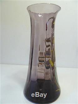 Vase verre émaillé signé Legras Libellule Narcisse 30 cm glass art nouveau 1