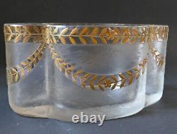 Vase verre givré à l'acide Emaillé Or Art Nouveau 1900 Legras Montjoye Moser