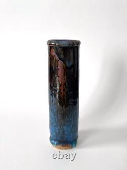 Vase vintage en grès émaillé par Michel Perfetti Années 80, style Art nouveau