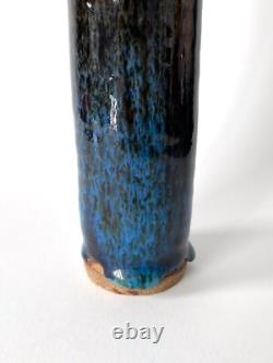 Vase vintage en grès émaillé par Michel Perfetti Années 80, style Art nouveau