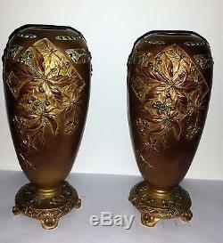 Vases Art Nouveau en bronze signé Charles Louchet