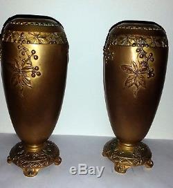 Vases Art Nouveau en bronze signé Charles Louchet