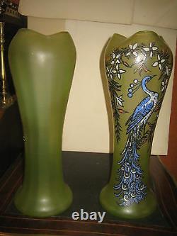 Vases Legras Art Nouveau Verre Emaille