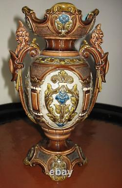Vases Wilhelm Schiller & Sons d'époque art nouveau vers 1900 Majolique de Bohême