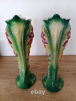 Vases art nouveau barbotine 1900