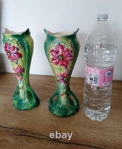 Vases art nouveau barbotine 1900