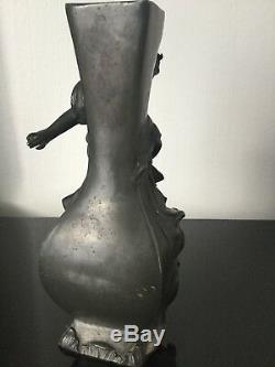 Virgile MOREY (act. 1883-1895) Vase Art Nouveau 1900 Etain Sculpture Belle Epoque