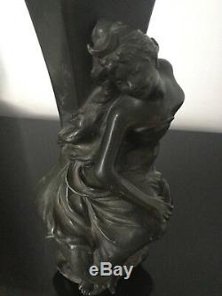 Virgile MOREY (act. 1883-1895) Vase Art Nouveau 1900 Etain Sculpture Belle Epoque