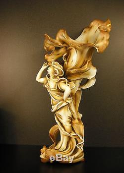 Volkstedt porcelain Figural maiden végétal vase art nouveau 1890 Jugendstil 43cm